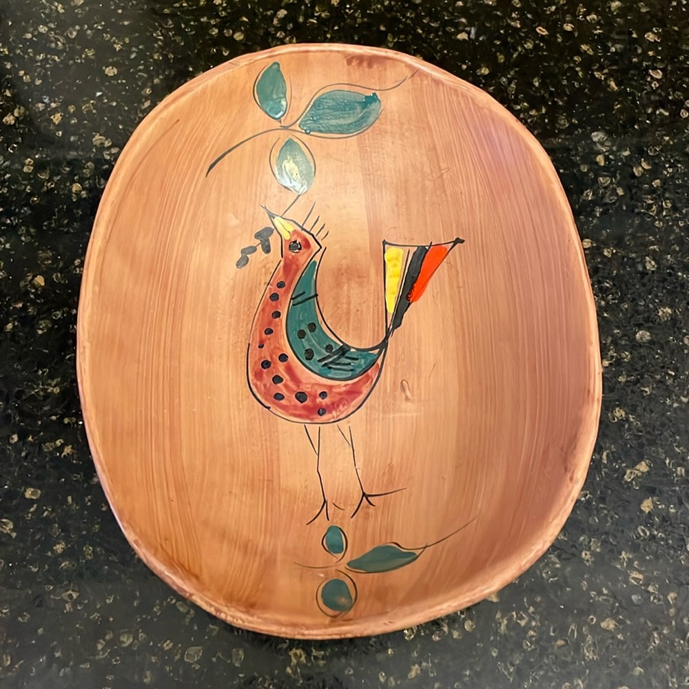 Vintage Clay Bowl Hand Painted Italy VGUC
